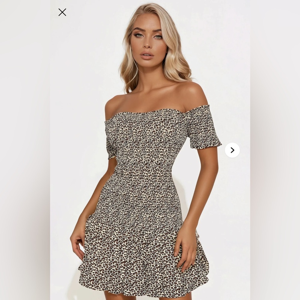 Fashion Nova Strapless Leopard Print Dress